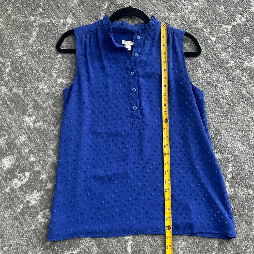 J. Crew Royal Blue Swiss Dot Sleeveless Blouse